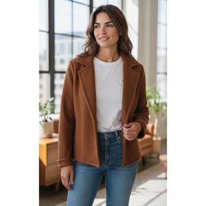 Vintage Karen Kane Collection Women's Brown Textured Blazer Jacket S